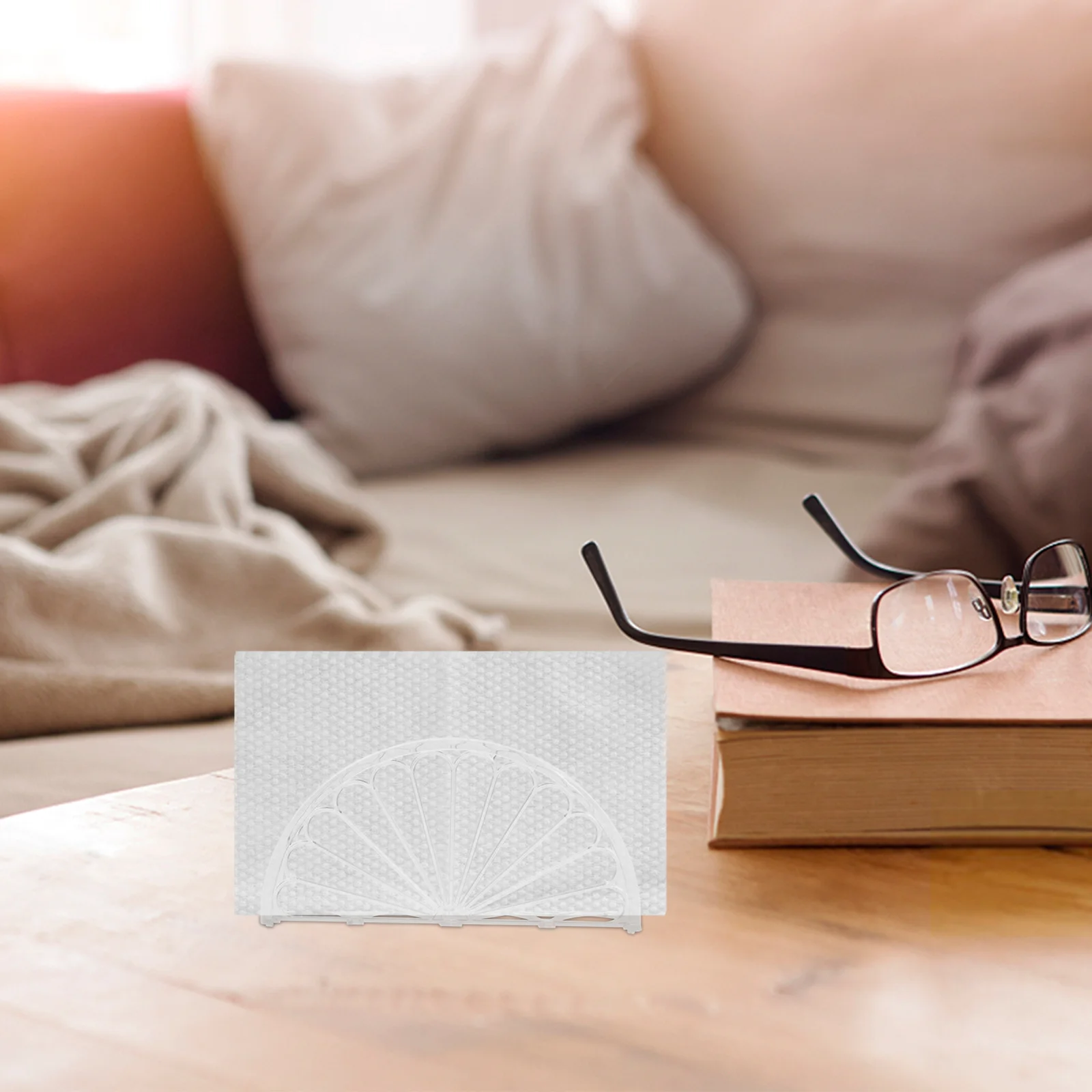 

Fan Designed Napkin Holder 10pcs Transparent Table Tissue Stand for Dining Room Kitchen Bathroom Paper Organizer Rack