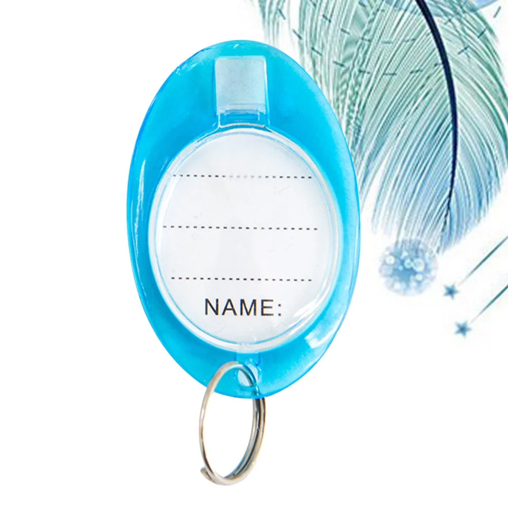 

50Pcs Plastic Key Chain Tags with Blank Paper Inserts for Luggage Identification Hotel Room Keys Storage Cabinet Labeling System