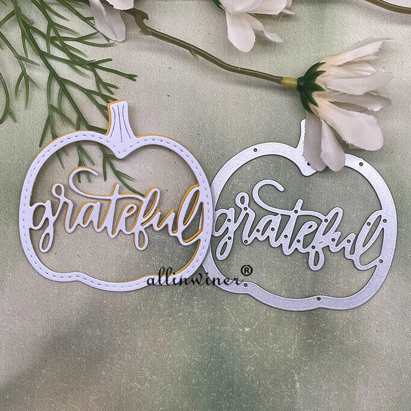 Grateful letter pumpkin Metal Cutting Dies Stencils Die Cut for DIY Scrapbooking Album Paper Card Embossing