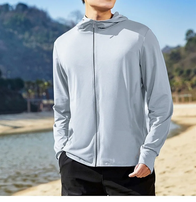 여름 야외용 UPF50 자외선 차단 재킷 남성용 2025 신상 루즈핏 아이스 실크 초박형 자외선 차단 의류