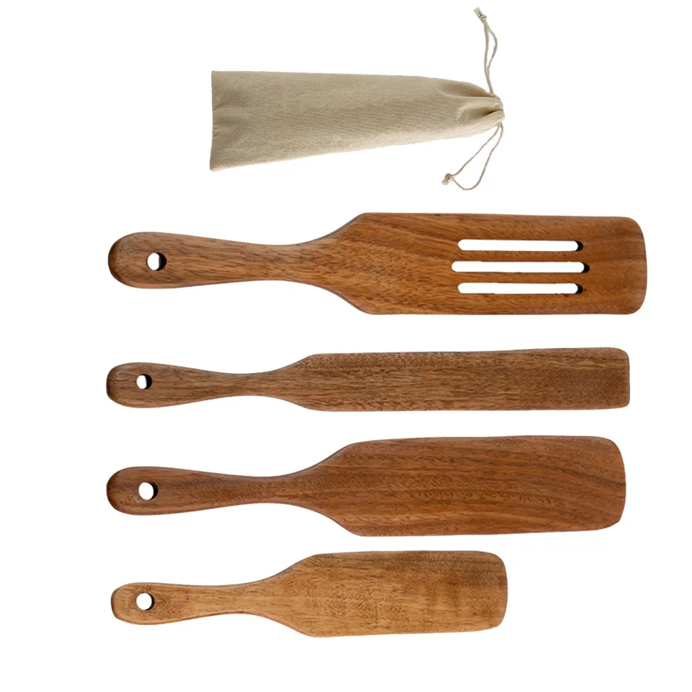 

5pcs Wooden Utensil Set Kitchen Cooking Tools Non Stick Heat Resistant Spatula Tableware For Family Home Use