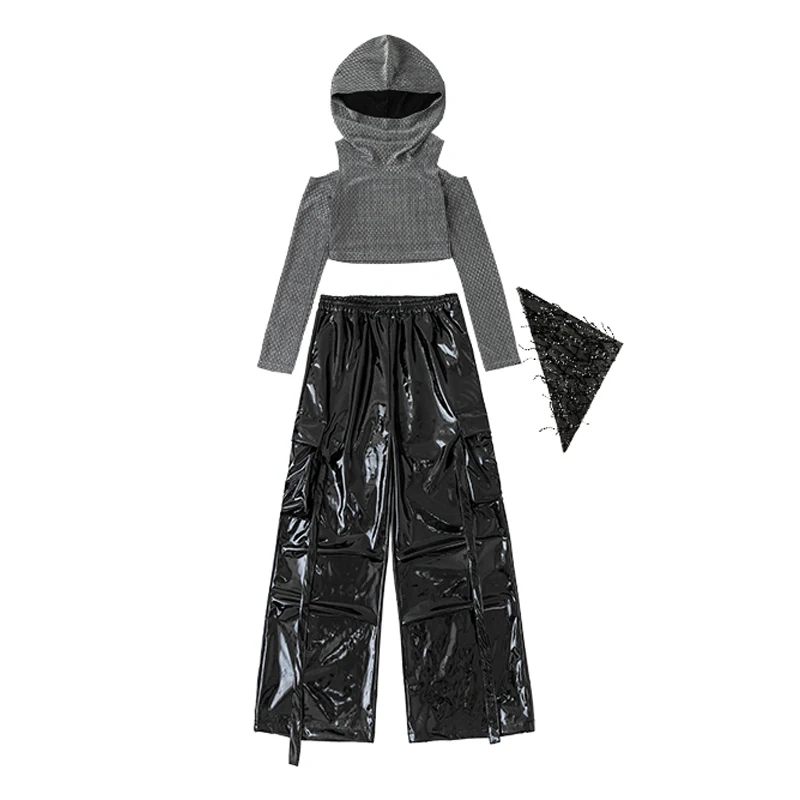 เสื้อผ้าฮิปฮอปสำหรับเด็ก ชุดเคป๊อป ชุดเต้นบอลรูมสำหรับเด็ก ชุดเต้นแจ๊สสำหรับเด็กผู้หญิง ชุดแสดงเต้นสตรีทแวร์ XS10757