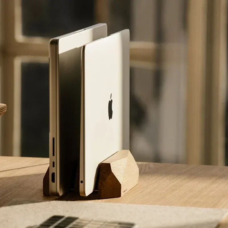 

Solid Wood Extended Laptop Stand Double-Layer Adjustable Desktop Organizer Anti-Slip and Shock-Absorbing Design Ergonomic