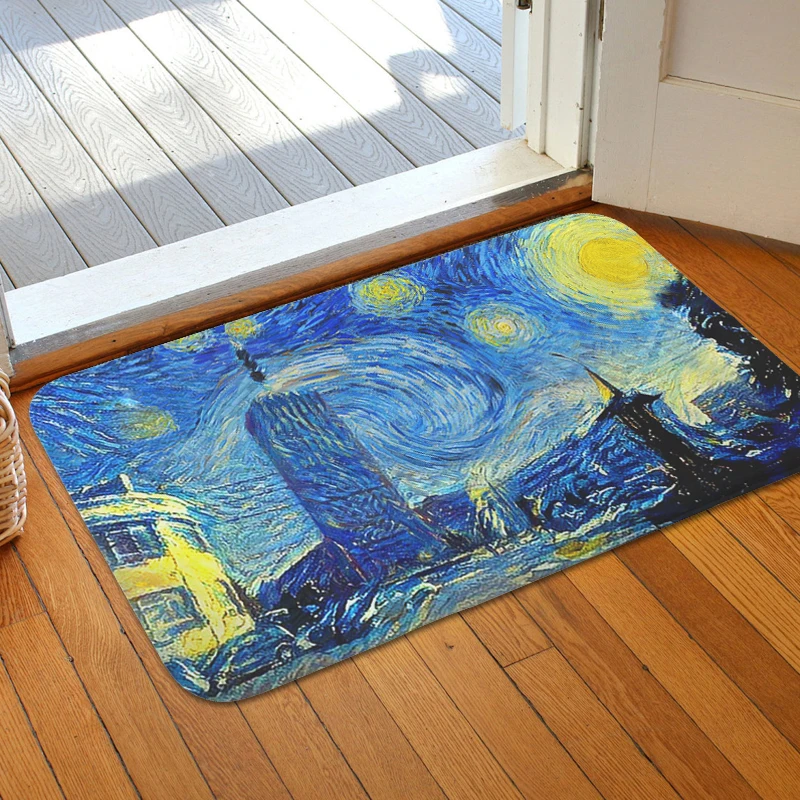 

Van Gogh Art Entrance Door Doormat Hallway Kitchen Floor Mat Living Room Bedroom Rug Slip-resistant Bathroom Carpet Anti Slip