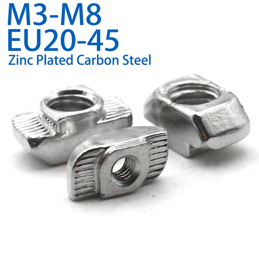 

5-25pcs European Standard T-Nuts for Aluminum Profiles, Nickel Plated Boat Nuts Blocks for 20 30 40 45 Series M3 M4 M5 M6 M8