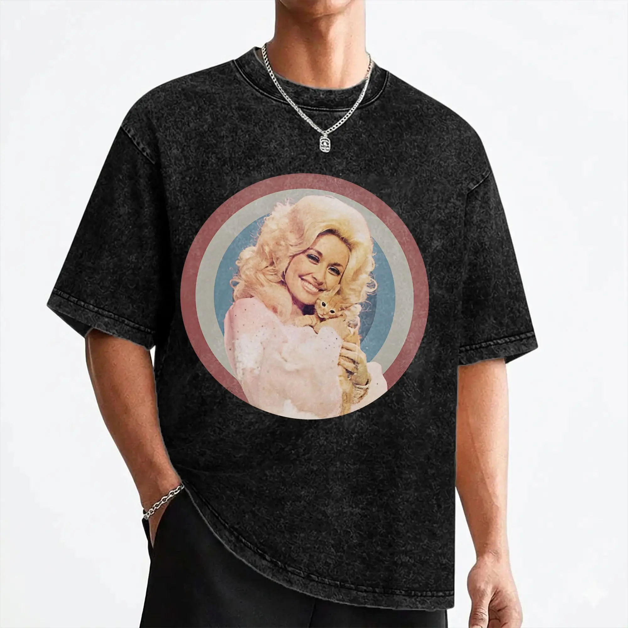 Singer D-Dolly Parton T Shirts Washed 100% Cotton Oversize T-Shirt  Novelty Men Women Streetwear Graphic Tees
