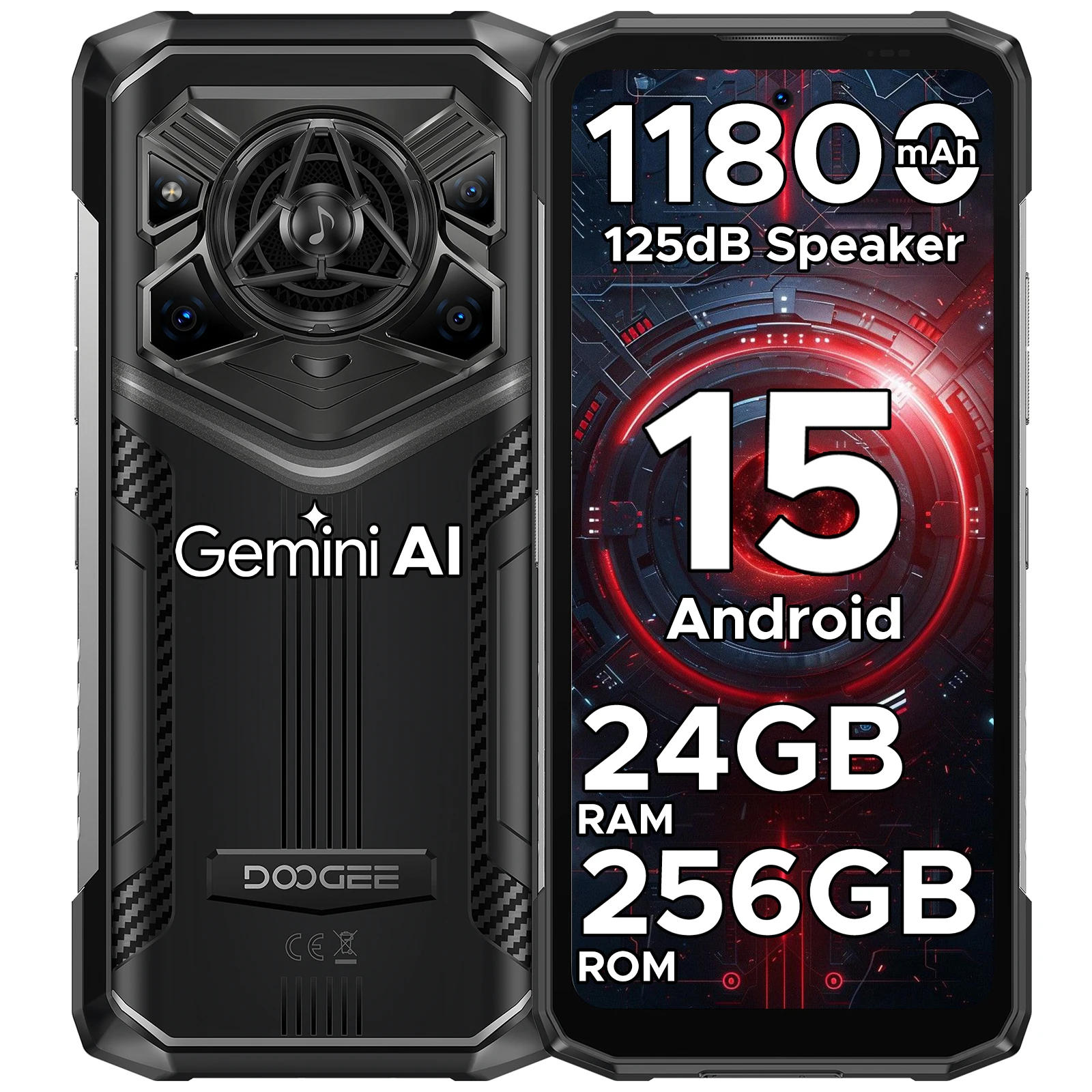الإصدار العالمي DOOGEE Blade20 Pro هاتف متين 24 جيجابايت + 256 جيجابايت 125 ديسيبل مكبر صوت Gemini AI 11800 مللي أمبير في الساعة 6.6 بوصة شاشة أندرويد 15 هاتف ذكي
