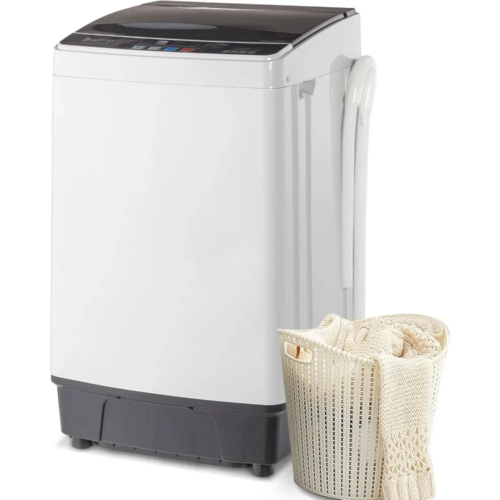 17.6lbs Full Automatic Washing Machine, 2 in 1 Portable Laundry Washer with Drain Pump, Compact Washer