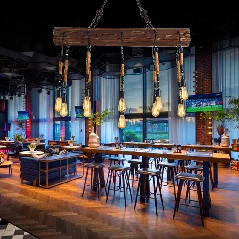 Lampu gantung gaya industrial retro dari tali rami, dekorasi kreatif untuk hotel, hot pot, barbekyu, toko pakaian, restoran, dan bar.