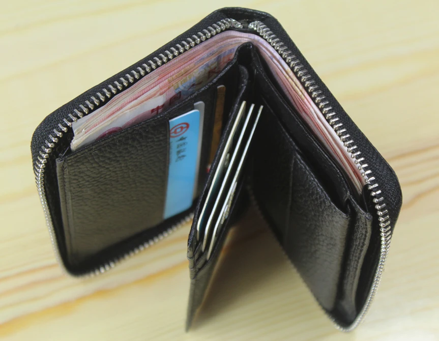 أزياء الرجال جلد طبيعي المحفظة البريدي حول قصيرة المال كليب جلدية الفاصل المحفظة عملة حقيبة محفظة أسود سفينة حر wl007