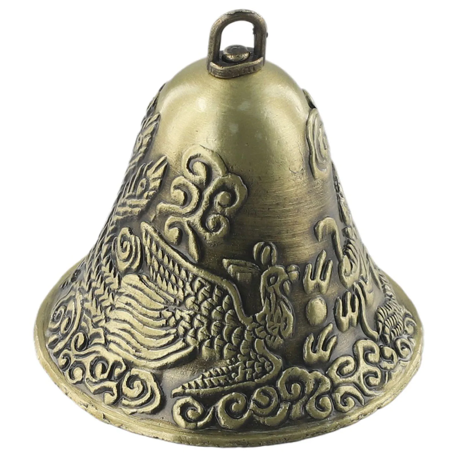 1 Pc Antique Zinc Alloy Brass Bell Wind Chime Accessories Dragon Pattern Craft Feng Shui Pendant Hanging Decoration
