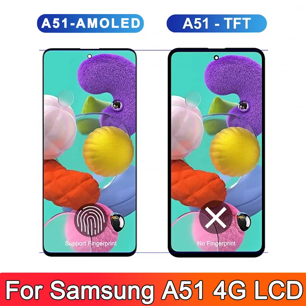 6.3″For Samsung Galaxy A51 Display LCD Screen&Digitizer Full Assembly&Frame For SM-A515F/DSN SM-A515F/DS SM-A515F/DST SM-A515F