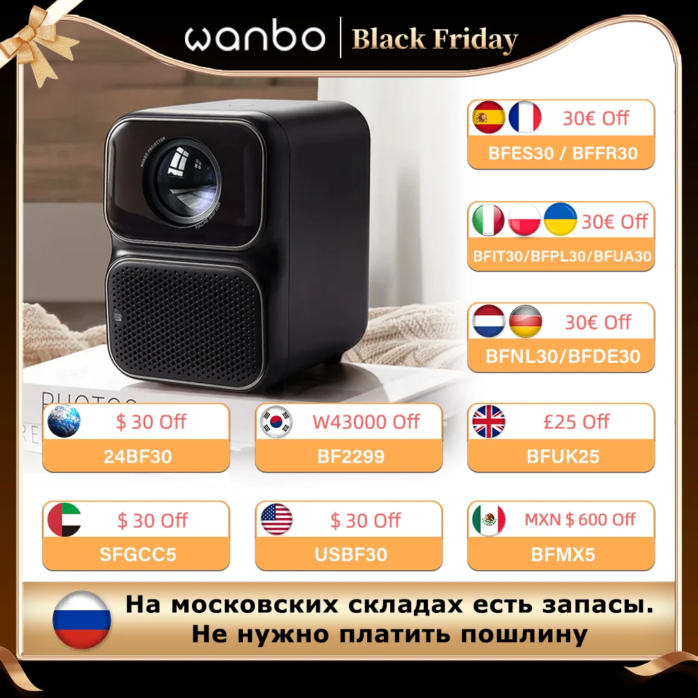 Wanbo TT Mini Projector Netflix Certified 1080P Linux System 15000 Lumens 4K Dolby Audio HDR10 5G Smart Home Theater Projetor