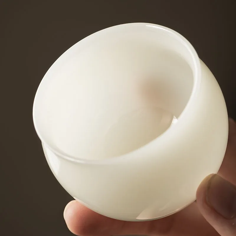 Dehua الأبيض الخزف الجليد اليشم كوب شاي سيراميك ماستر شرب كوب الاستخدام الشخصي الصينية طقم شاي Gongfu تصميم الحد الأدنى هدية #4