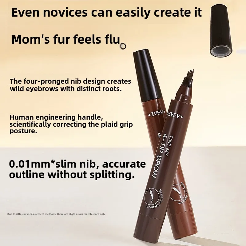 4 แยกหัวดินสอเขียนคิ้ว Long Last Smudge Proof กันน้ําเหงื่อเม็ดสีสูงใช้งานง่าย Liquid ดินสอเขียนคิ้ว