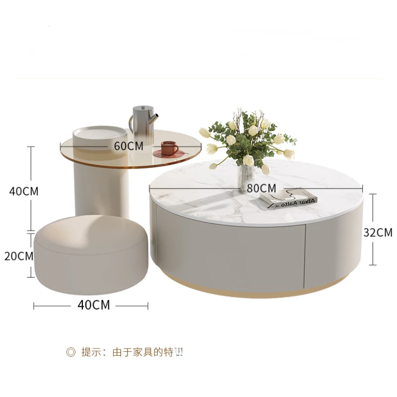 Metal Living Room Tea Table White Round Set Storage Hotel Coffee Tables Nordic Modern Luxury Mesa Centro Household Decoration