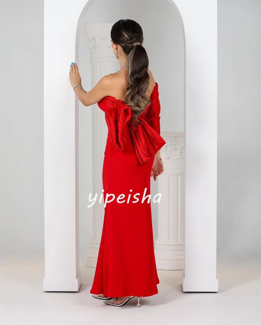 Jersey Ruched Birthday A-line One-shoulder Bespoke Occasion Gown Midi Dresses