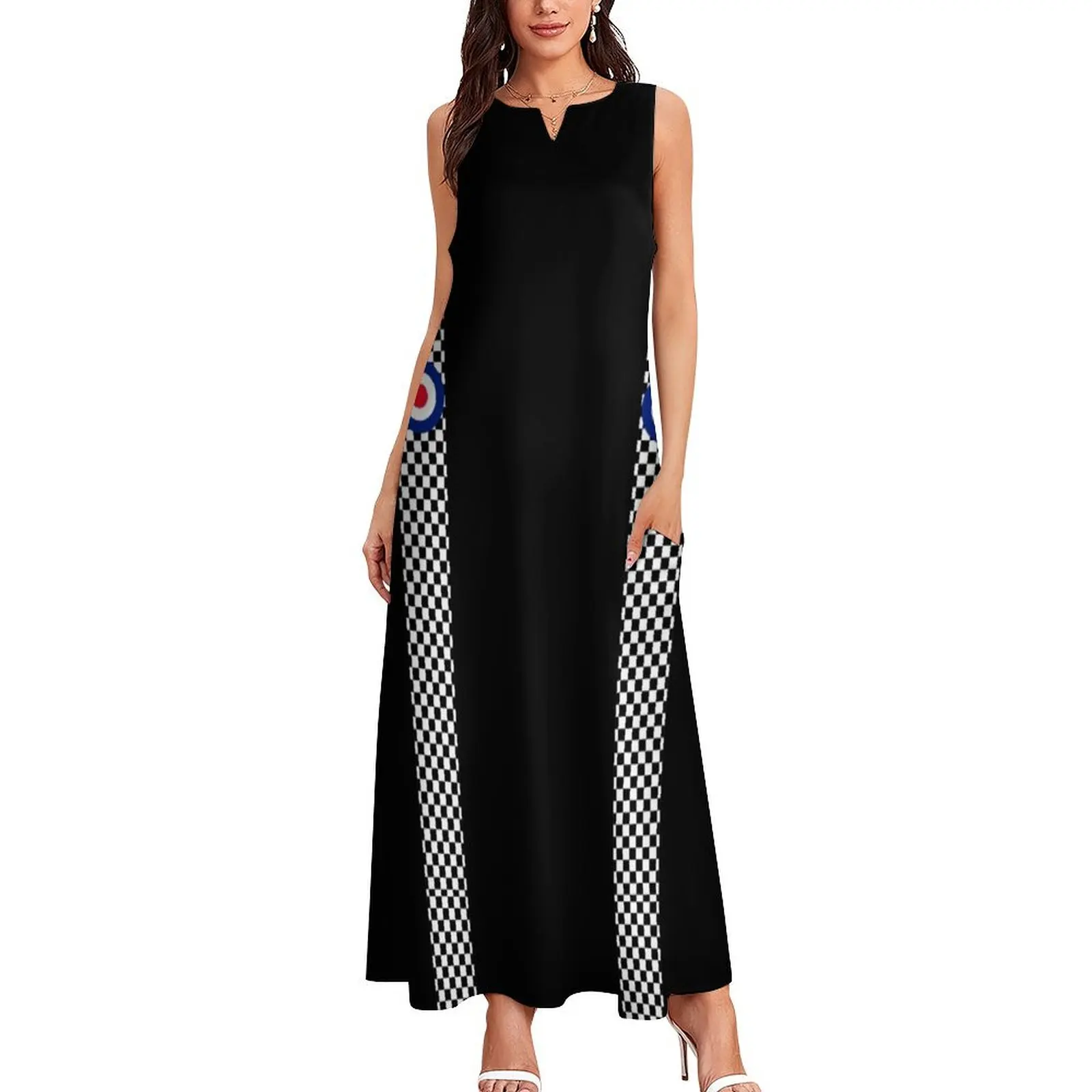 Classic Target Roundel Racing Checkers Long Dress Party dresses Women long dress Dress