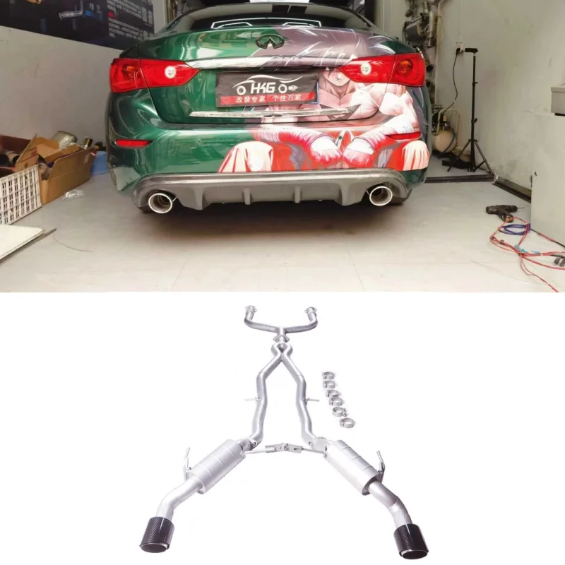 

[Custom product] For 18 Infiniti Q50 3.0T stainless steel Catback through with muffler exhaust pipe muffler