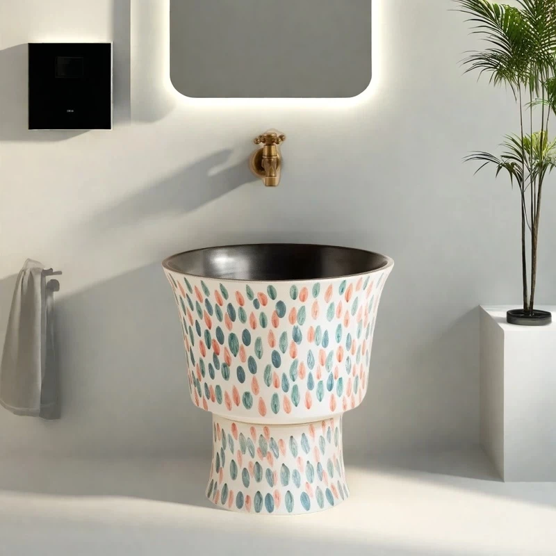 AntiSplash Washhand Stand Outdoor Bathroom Sink Ceramic Faucets and Sinks Durable Guest Washbasins Bathroom Fixture Household