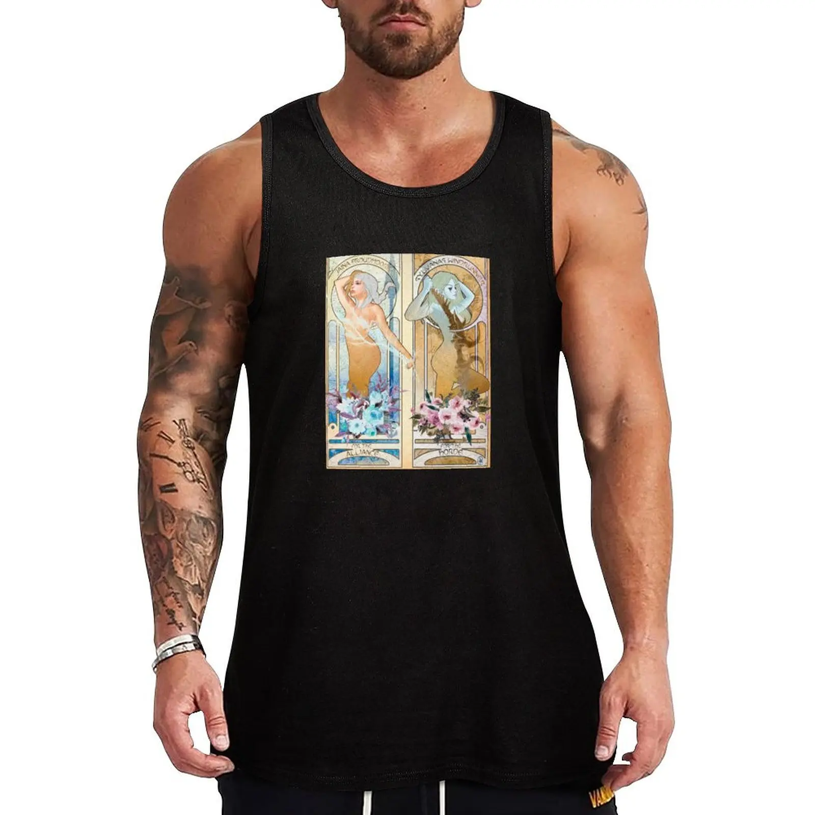 Jaina and Sylvanas in Art Nouveau style Tank Top T-shirt male plain t-shirt mens gym clothes