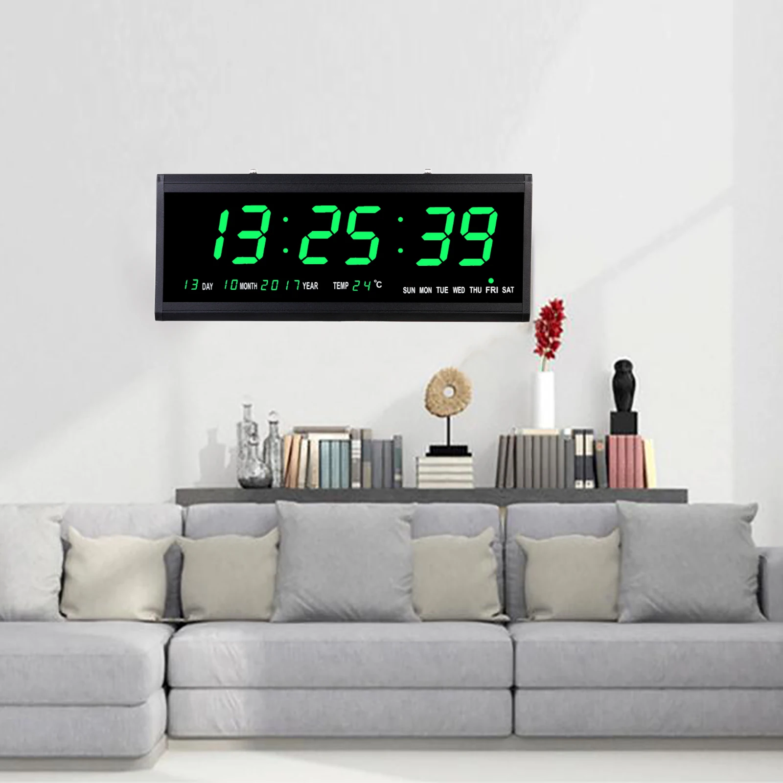 Digital Clock Wall Clock Digital LED Clock Senior Clock Alarm Clock LED Display with Date Display and Temperature Display