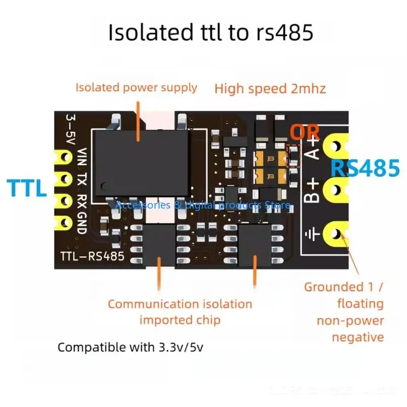 77JD Fast 2Mbps TTL RS485 Adapter Module Featuring Full Isolation Protectionss