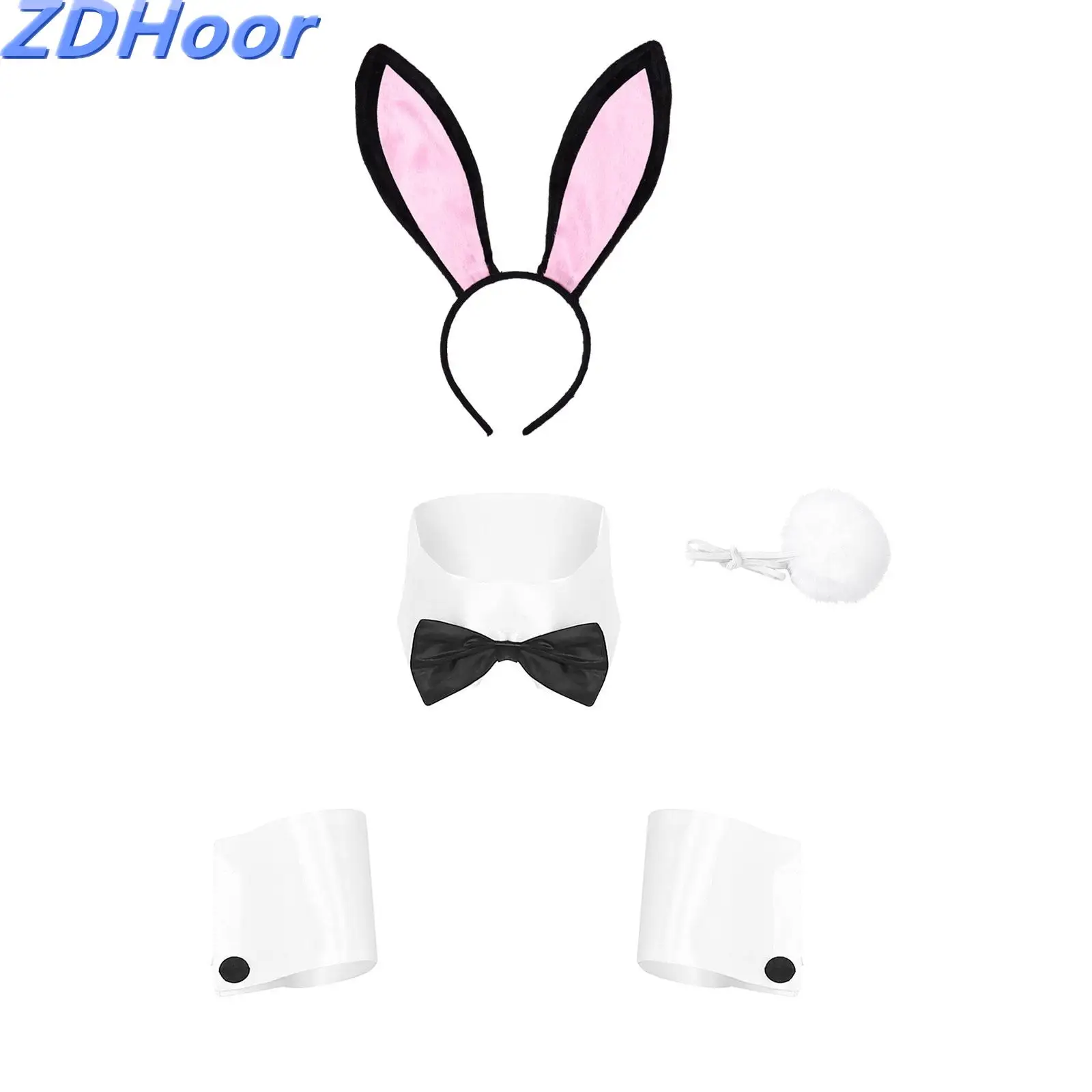 

Sexy Rabbit Cosplay Suit Erotic Lingerie Costumes Bunny Ears Headband Rabbit Collar Bow Ties Cuffs Bunny Tail Ball