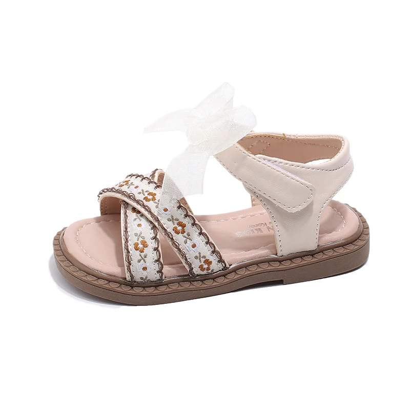 Girls' Sandals 2024 Summer New Children's Shoes Girls' Beach Shoes Open Toe Princess Shoes Summer Soft Sole