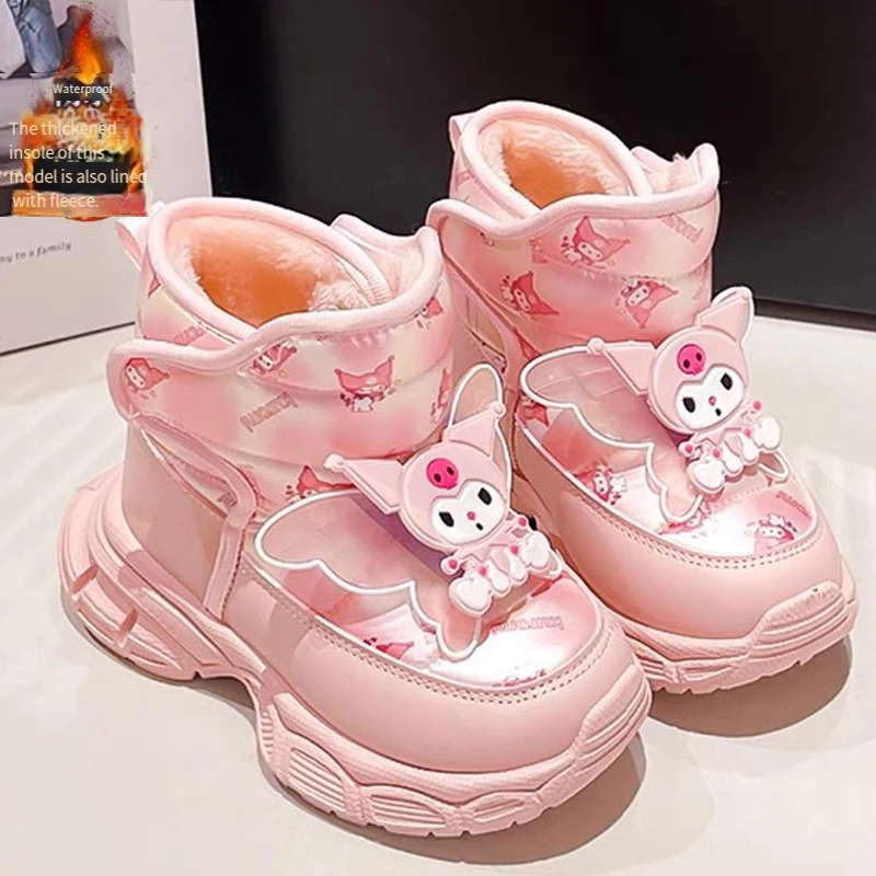

Kuromi Girl Cotton Boots Winter New Anime Kawaii Cartoon Velvet Water Proof Keep Warm Anti-Slip Thicken Short Boots Gift