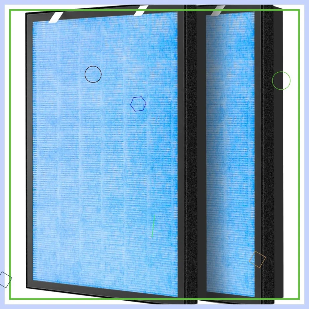 

2 Pack True HEPA Filter Replacement for Air Purifier, 3-in-1 H13 with Activated Carbon Pre-Filter