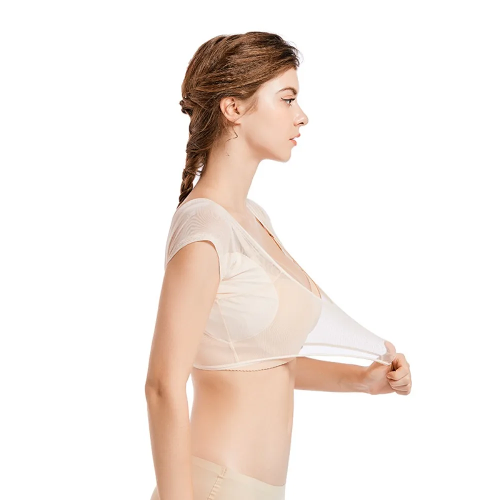 Nueva ropa transparente absorbente de sudor, chaleco de malla, chaleco de malla para el pecho, chaleco lavable ultrafino de secado rápido para el pecho para mujer