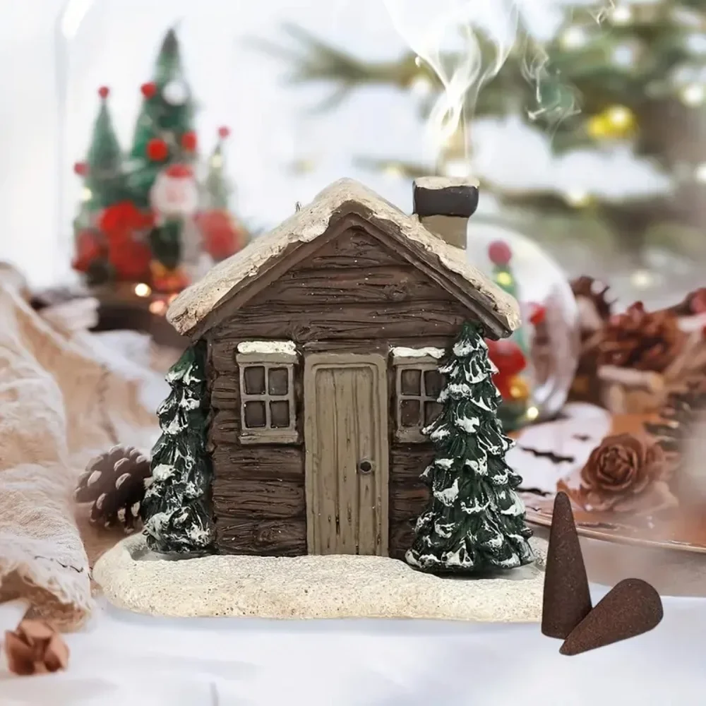 

Creative Resin Christmas Hut Shape Incense Burner Ornaments Living Room Bedroom Table Incense Burner Crafts Christmas Decoration