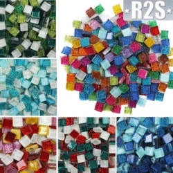 50PCS Diy Mix Color Glitter Glass Mosaic Stones Mosaic Tiles Glass Pebbles Crafts Material Puzzle For Diy Mosaic Making arte