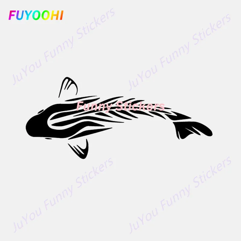 

FUYOOHI Funny Stickers Exterior Accessories Nteresting Car Sticker Tribal Carp Vinyl Fishing Motorcycle Sunscreen Window Decal