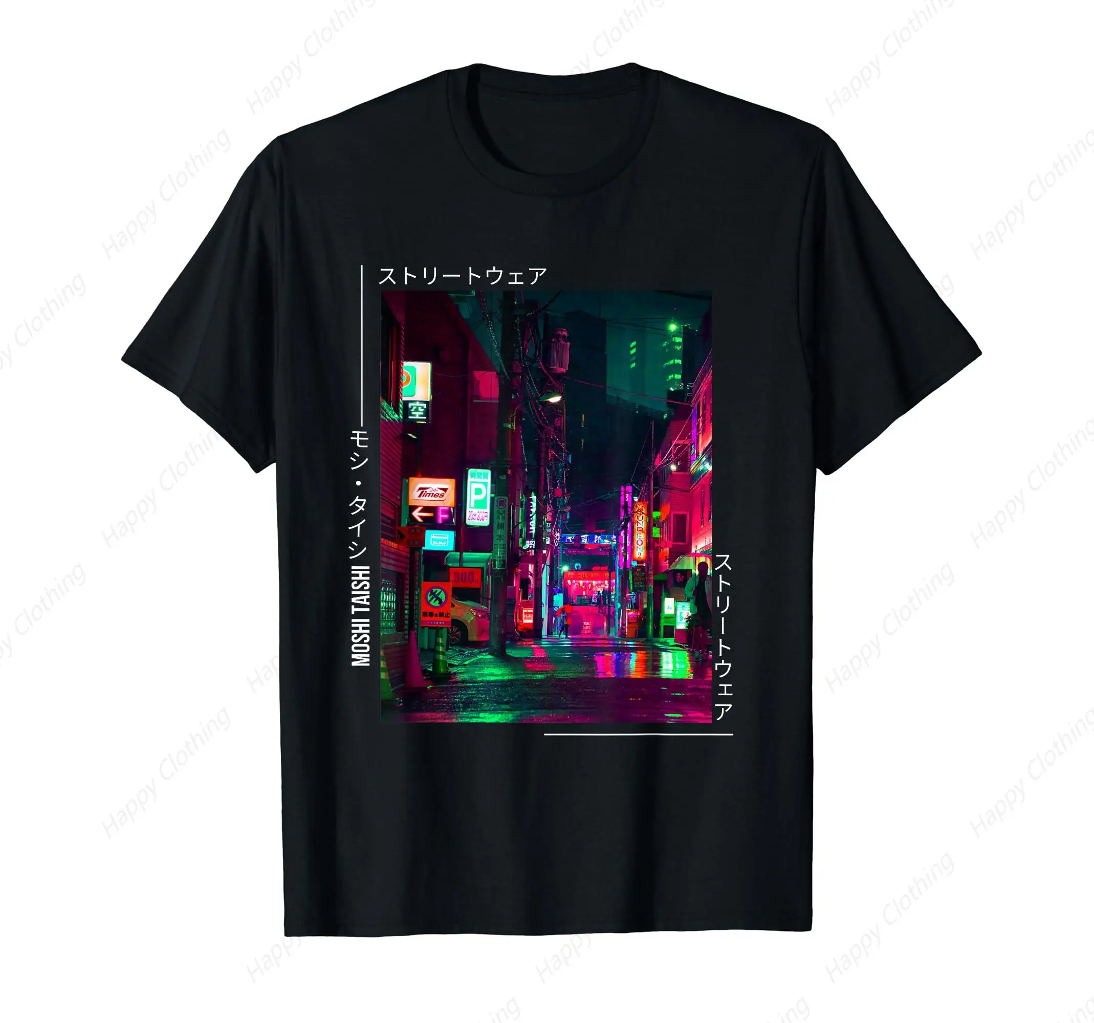 Japanese Cyberpunk Tokyo Streetwear Aesthetic Graphic T-Shirt Y2K Print Streetwear T-Shirt