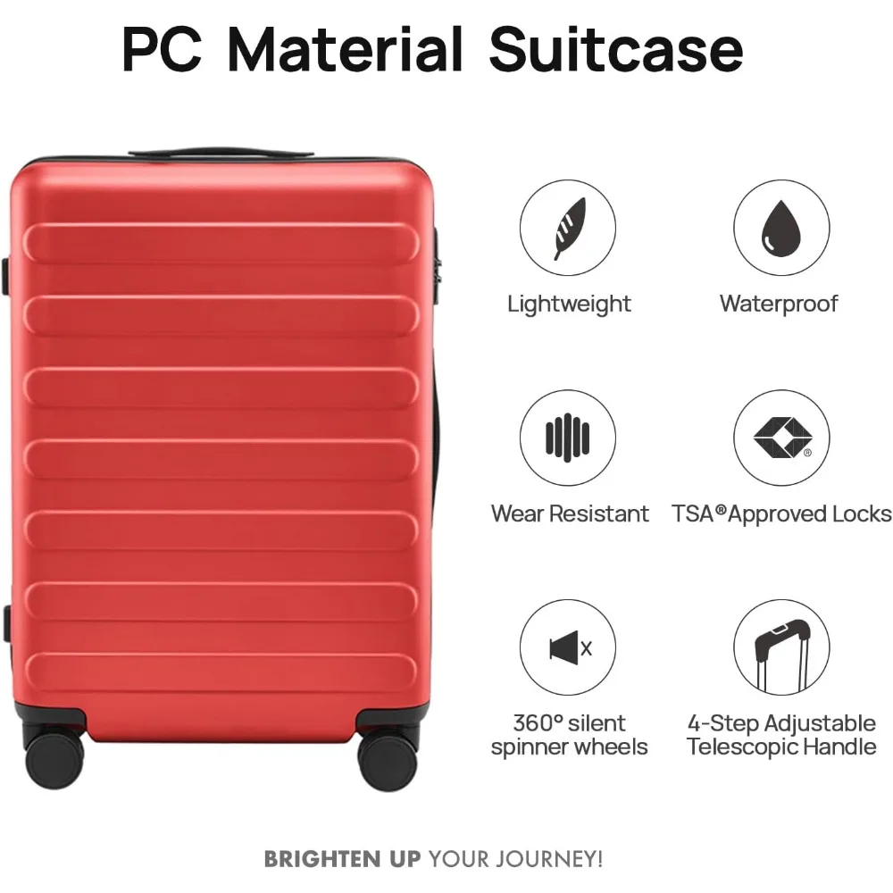 Lightweight 28 Inch Hard Shell PC Luggage with Smooth Spinner Wheels - Large Checked Suitcase for Travel