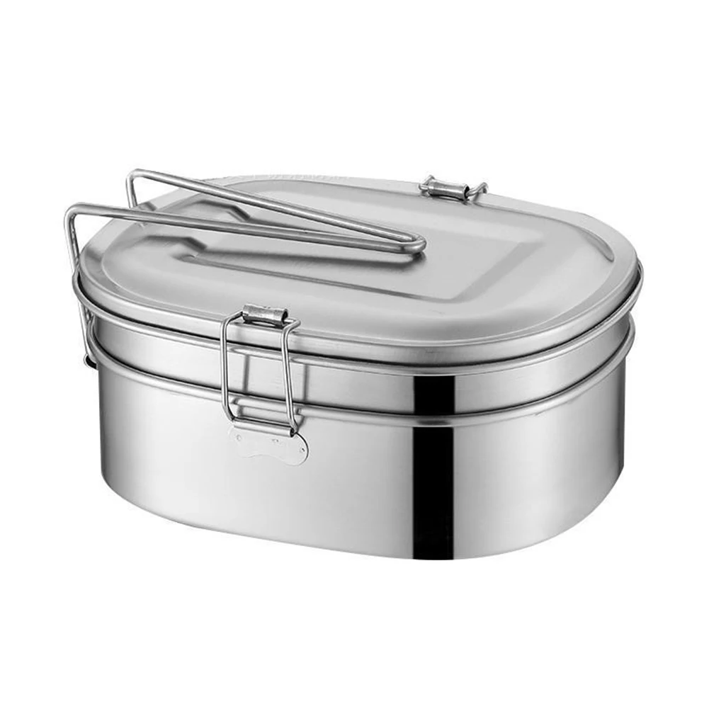 1200ml Stainless Steel Lunch Box Double Layer Metal Lunch Container Bento Box Microwave Safe For Kids Adults Snacks Containers