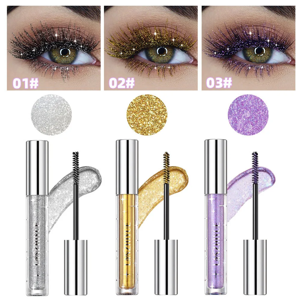 

New Selling Bling Glitter Waterproof Mascara Voluminous Makeup Lash Smudge Proof Mascara