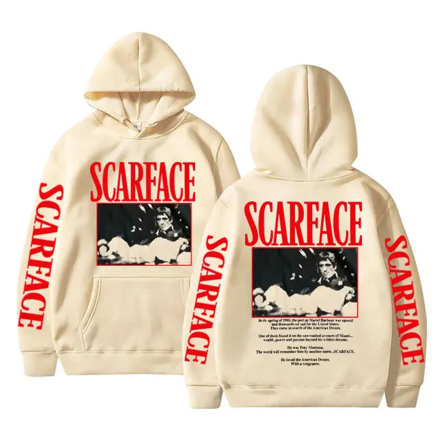 Movie Scarface Tony Montana Graphic Hoodie Men\'s Fashion Rock Oversized Sweatshirt Men Women Casual Vintage Hip Hop Punk Hoodies