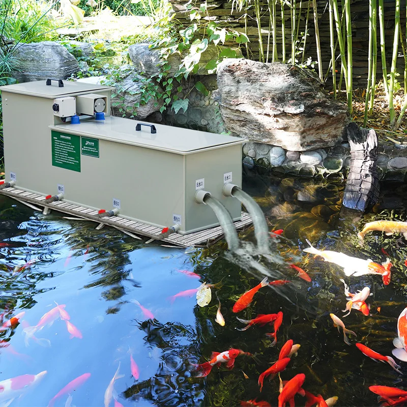 

Custom Marsh Garden Fish Pond Filtration UV Lamp Bio Filter System Aquarium Fish tank Combi Drum Filter for Koi Pond