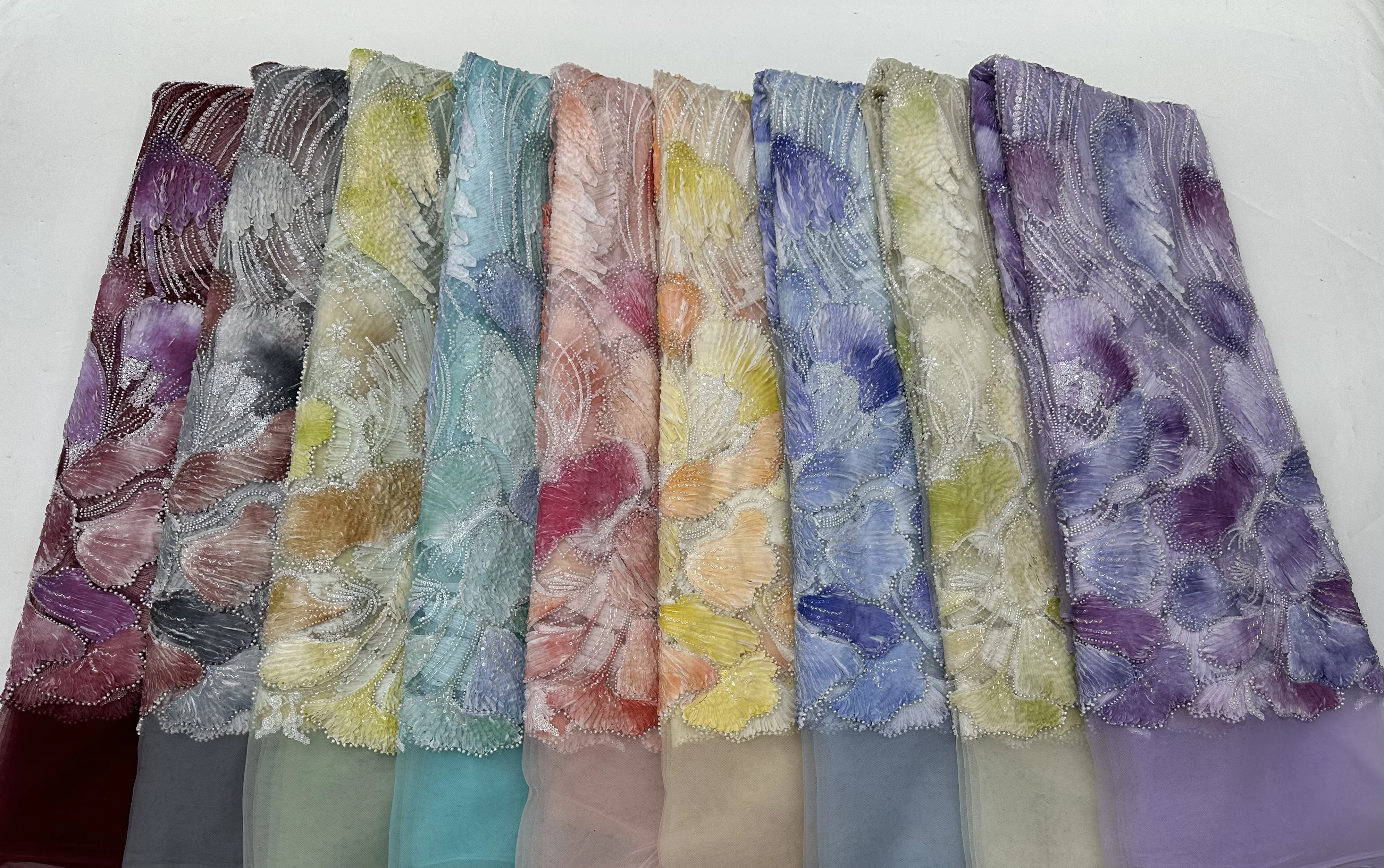 French Sequins Lace Fabric High Quality Lace Net African Lace Fabric With Beads Lace Fabrics For Wedding Party