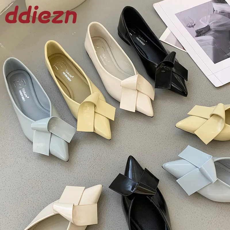 

2025/Новая модная офисная женская обувь без шнуровки на плоской подошве с узлом-бабочкой, женская обувь на плоской подошве с острым носком, женская обувь на плоской подошве с острым носком