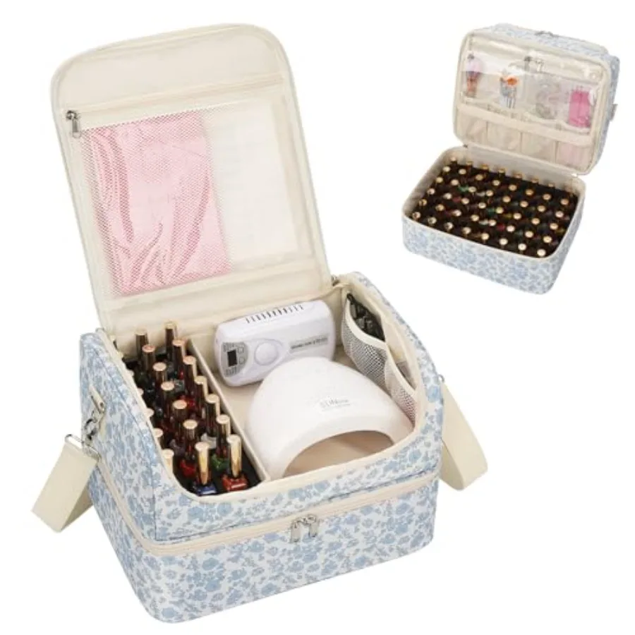 

Nail Polish Organizer Nail Supplies Storage Case Holds 69 Bottles Nail Polish and Nail Lamp Travel Nail Tech Carrying Bag Nail