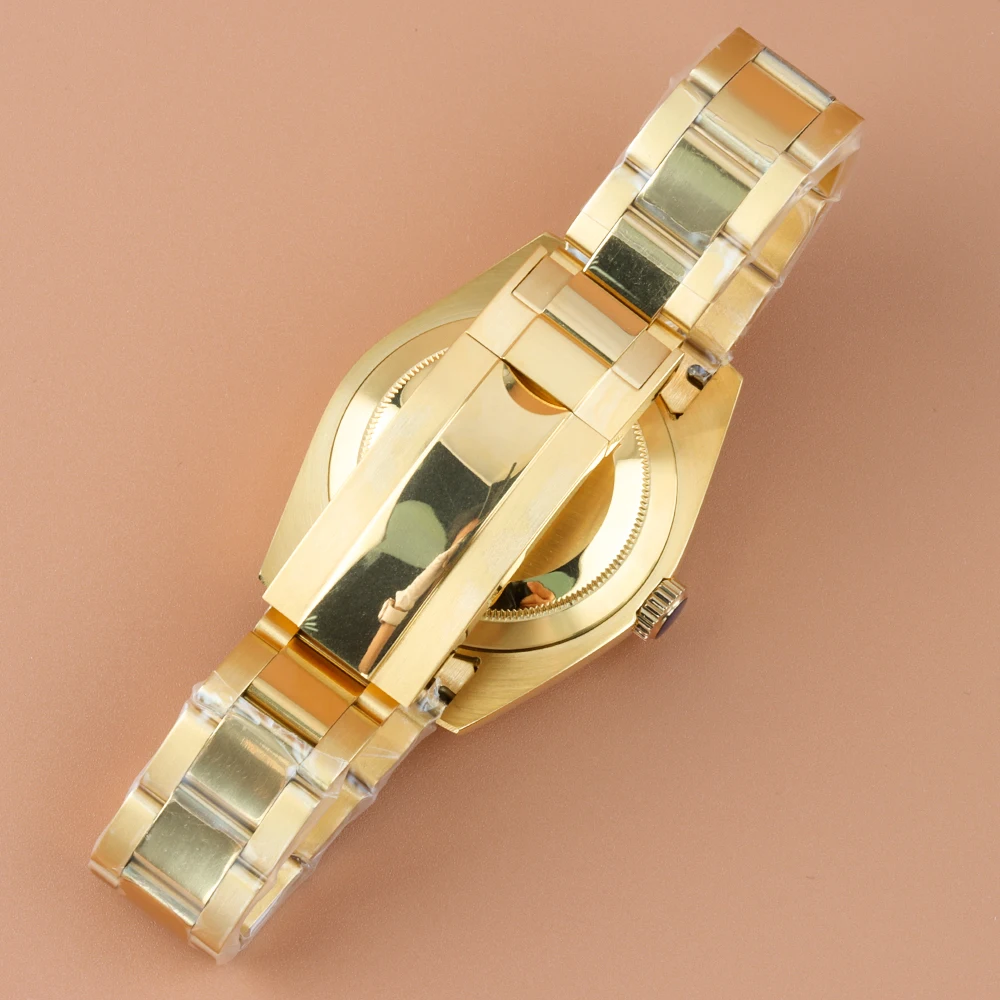 الذهب NH35 36 مللي متر 39 مللي متر حافظة البولندية المحار سوار حزام الصلبة الفولاذ المقاوم للصدأ 10ATM مقاوم للماء ساعة تناسب حركة NH35 NH36 #5