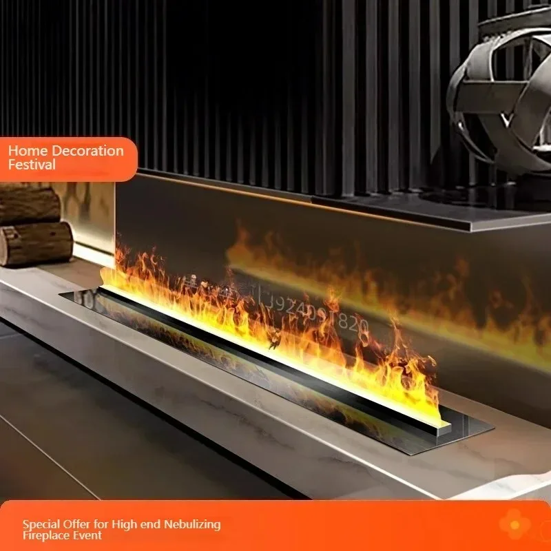 مدفأة كهربائية متعددة الوظائف تعمل بالواي فاي وجهاز تحكم عن بعد بدون دخان/بدون دخان لهب ثلاثي الأبعاد مع تحكم في التطبيق - علاج عطري مرطب
