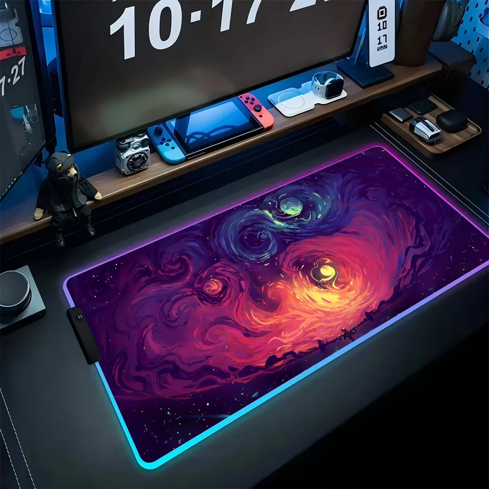 

Anime Sunset Art Mousepad XXL RGB Gaming Mouse Pads HD Black Gamer Accessories Large LED