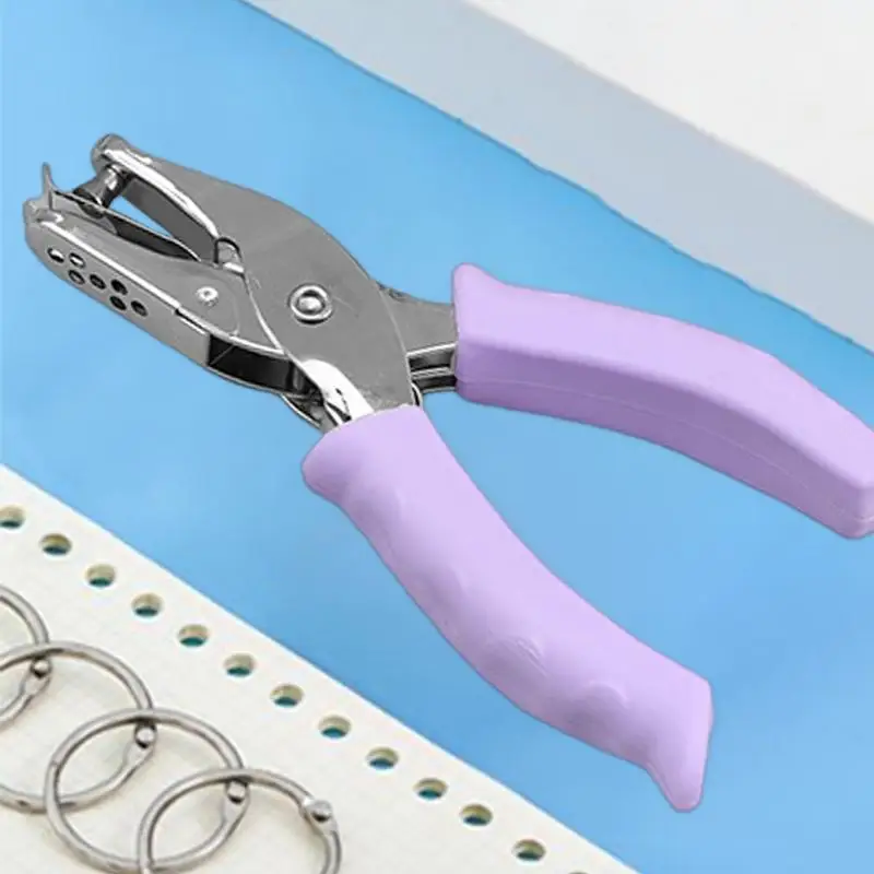 1 Hole Puncher Scrapbook Paper Punch Tool Paper Puncher Portable Hand Held Scrapbook Tool With Ergonomic Soft Grip For Notebook