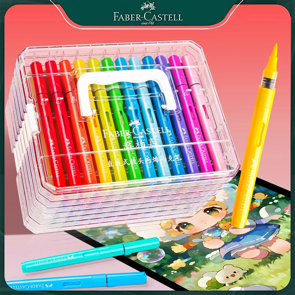 

24/36/48/60/84 цветов/набор цветных маркеров FABER-CASTELL, прямые жидкие акриловые мягкие головки, товары для рукоделия, школьные канцелярские принадлежности