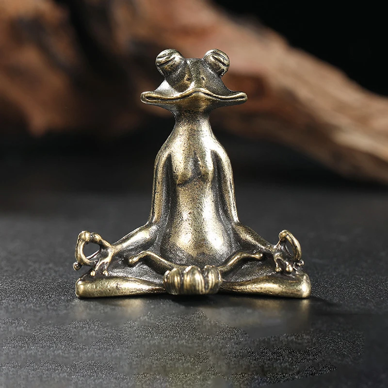 Retro Copperware Incense Socket Zen Frog Ornaments Solid Pure Copper Frog Tea Pet Incense Holder Ornaments